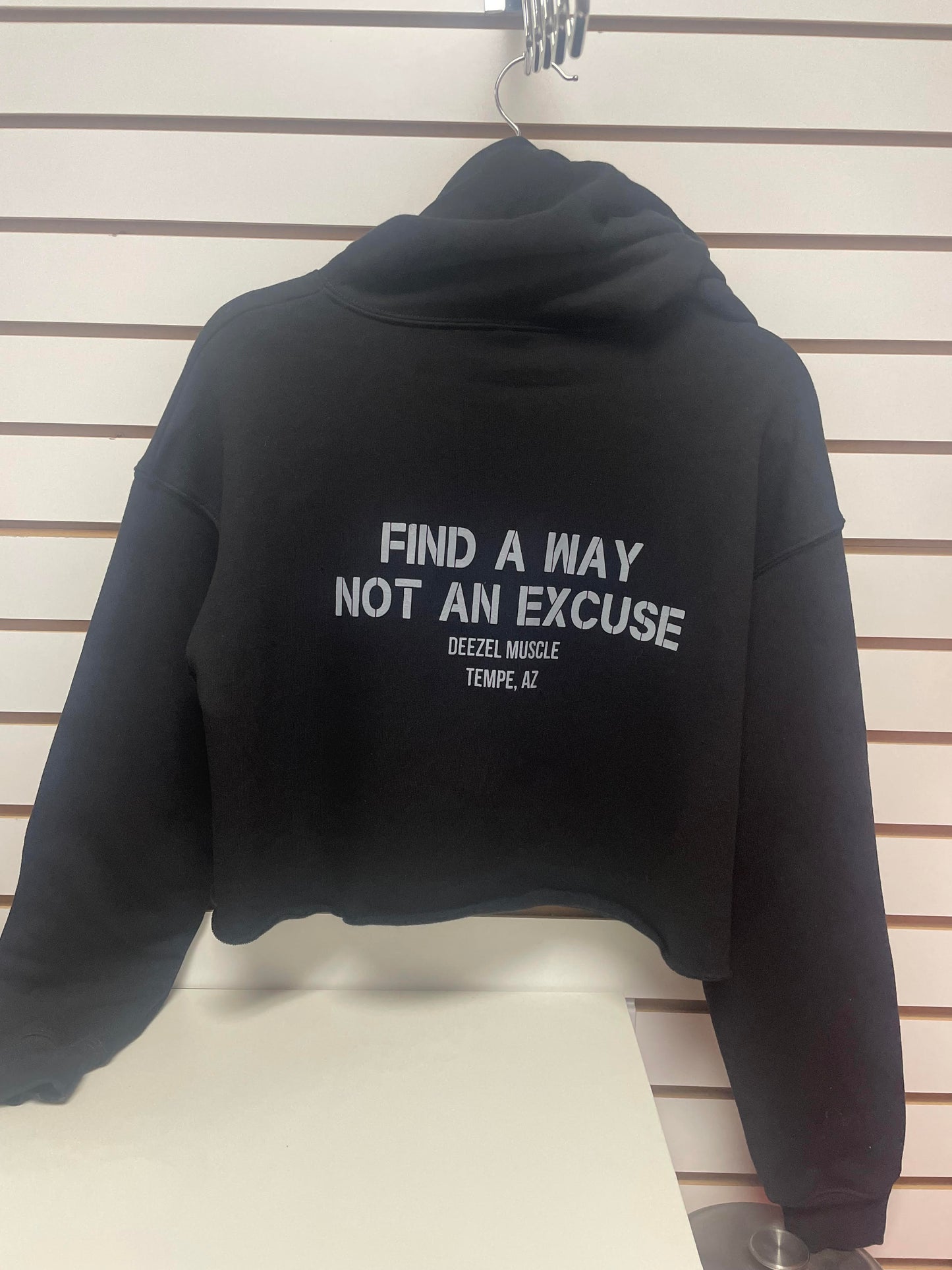 Black with white Deezel Ladies Hoodie croptop